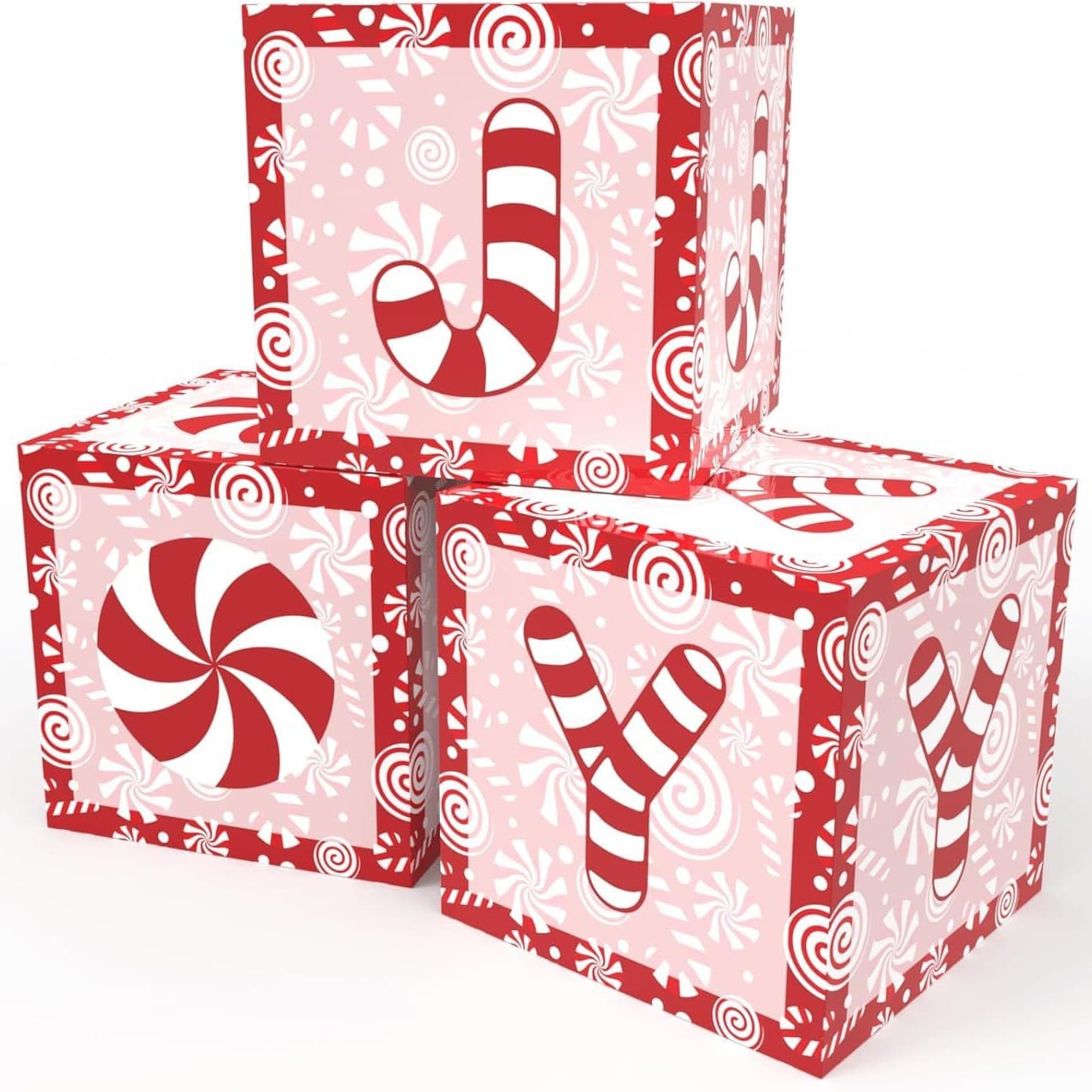 Cross-border best-selling 3-piece Christmas candy cane paper balloon box for New Year's and Christmas photo props