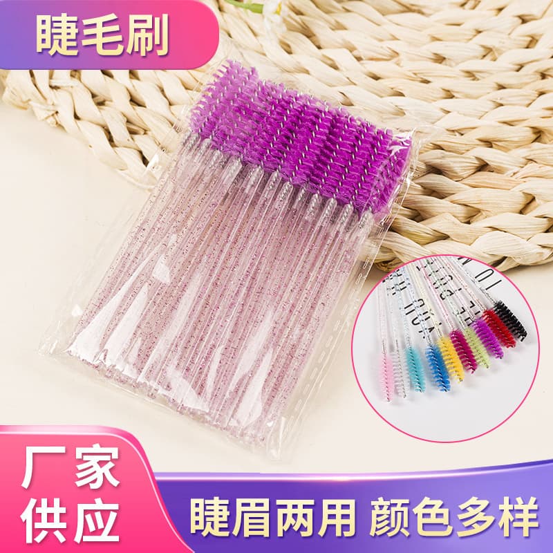 Colored Crystal Stem Eyelash Combs Portable Eyebrow Combs Spiral Eyelash Brushes Cross-border Wholesale Eyelash Extension Makeup Tools