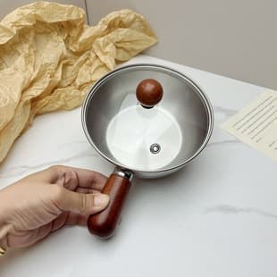 Thickened Stainless Steel Small Pot, Multifunctional Cooking Sauce Bowl, Heat-Resistant Wooden Handle, Milk and Baby Food Pot