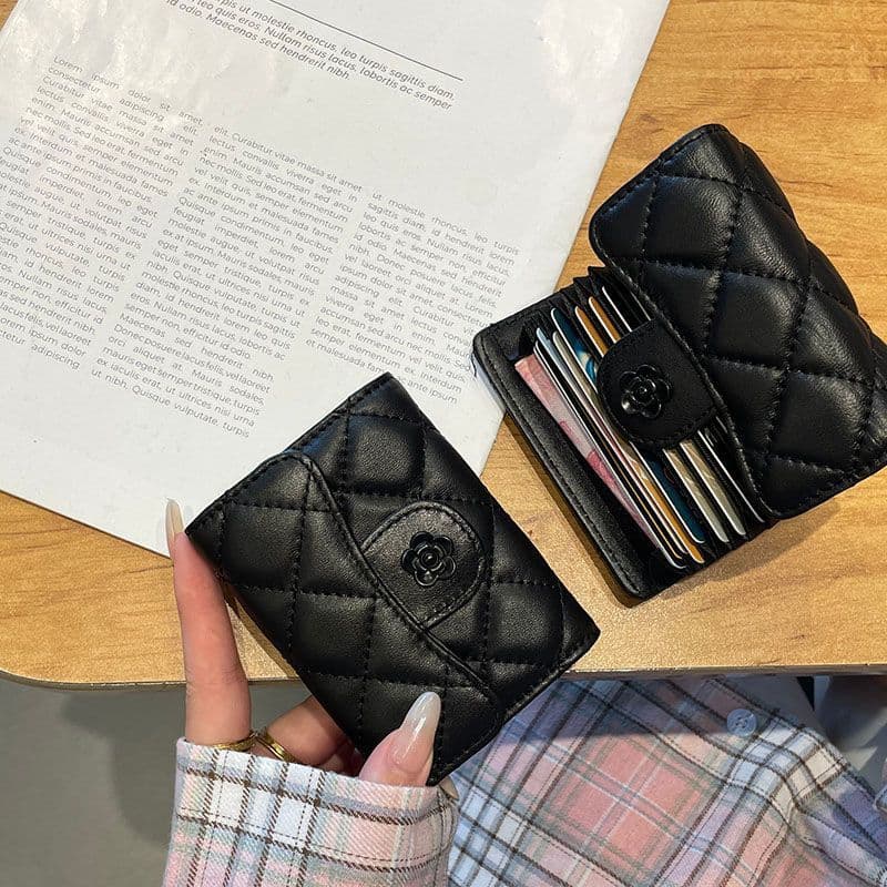 New Chanel-style Card Holder, Multi-Slot, Luxury Compact Accordion Design, Trendy Premium Anti-Demagnetization Card Case for Women