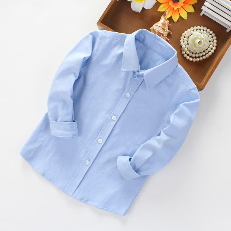 Solid Blue Shirt - Long Sleeve Boys Girls Undershirt, Fleece-Lined for Toddlers and Kids