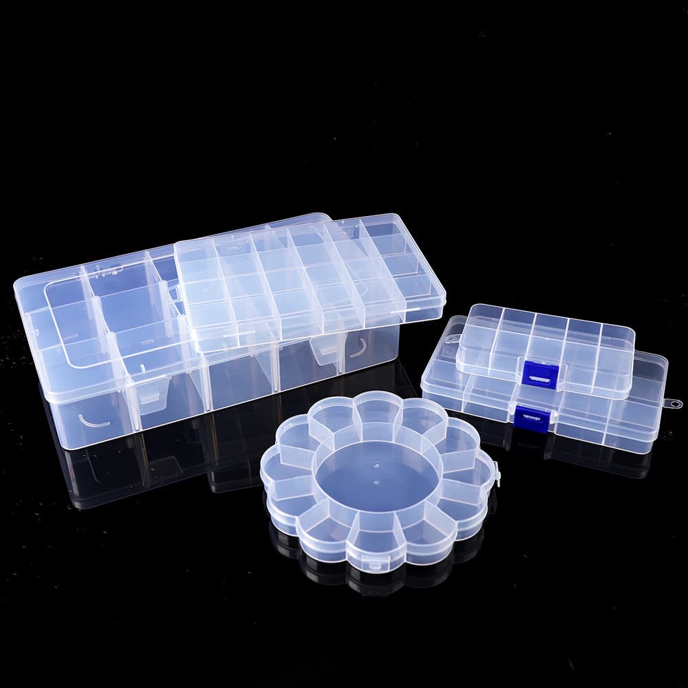 PP High-Transparency Plastic Box Flip-Top Clear Rectangular Hinged Small Box for Polymer Clay Sorting and Storage Sunflower Pattern
