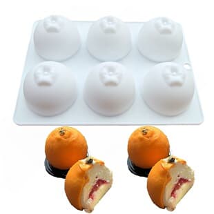 6-Connected Orange Silicone Cake Mold Ice Cream Ball Jelly Mousse Mold Baking Peanut Chocolate Mold Fondant Mold