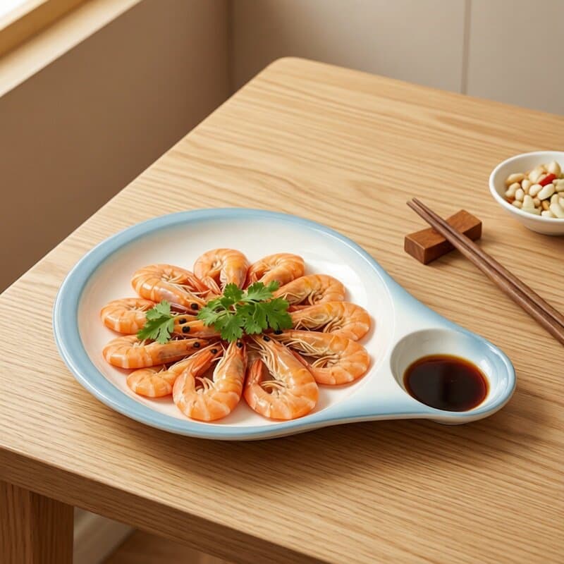 Hotel Ceramic Dumpling Plate Shrimp Plate with Vinegar Dish Sushi Dim Sum Plate Snack Plate French Fries Plate Cold Dish Plate High-End Commercial