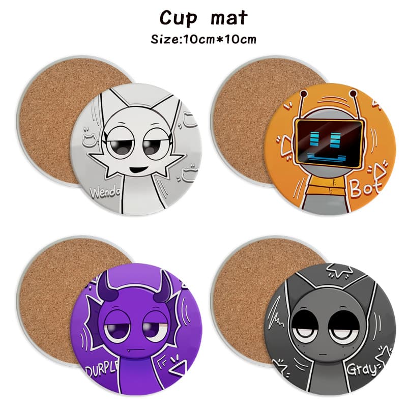Sprunki Plush Rhythm Box Coaster, Drink Coaster, Gift Coaster, Anime Coaster, Round Coaster