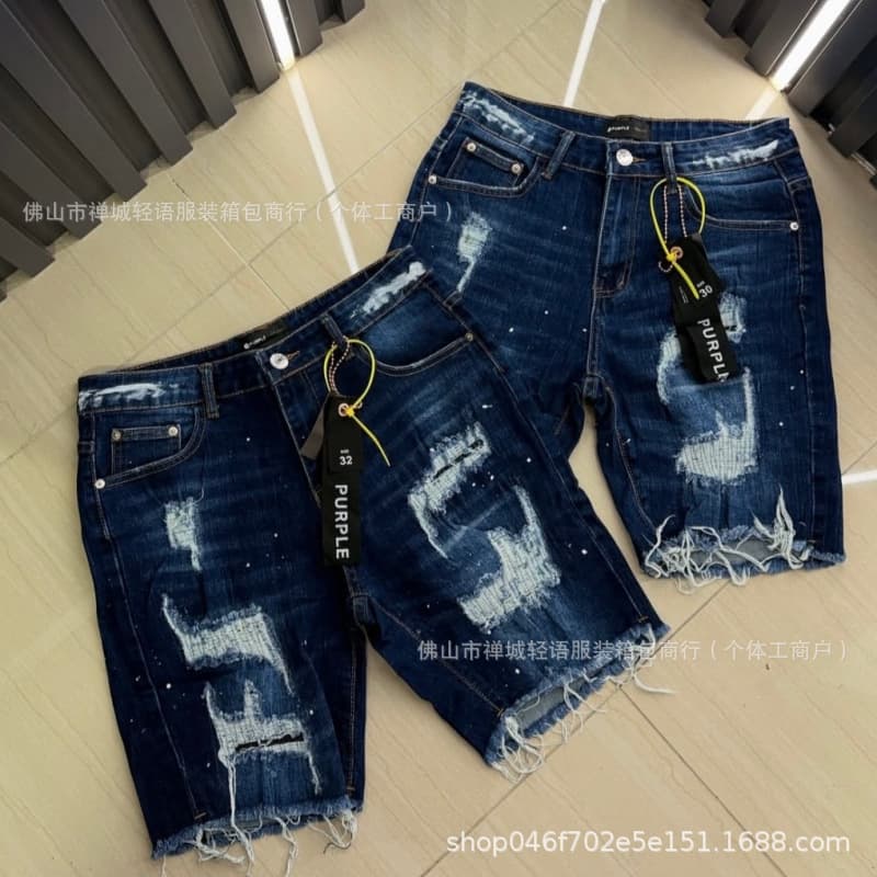 Men's denim shorts men's denim shorts Korean style ripped slim fit pants Ripped jeans