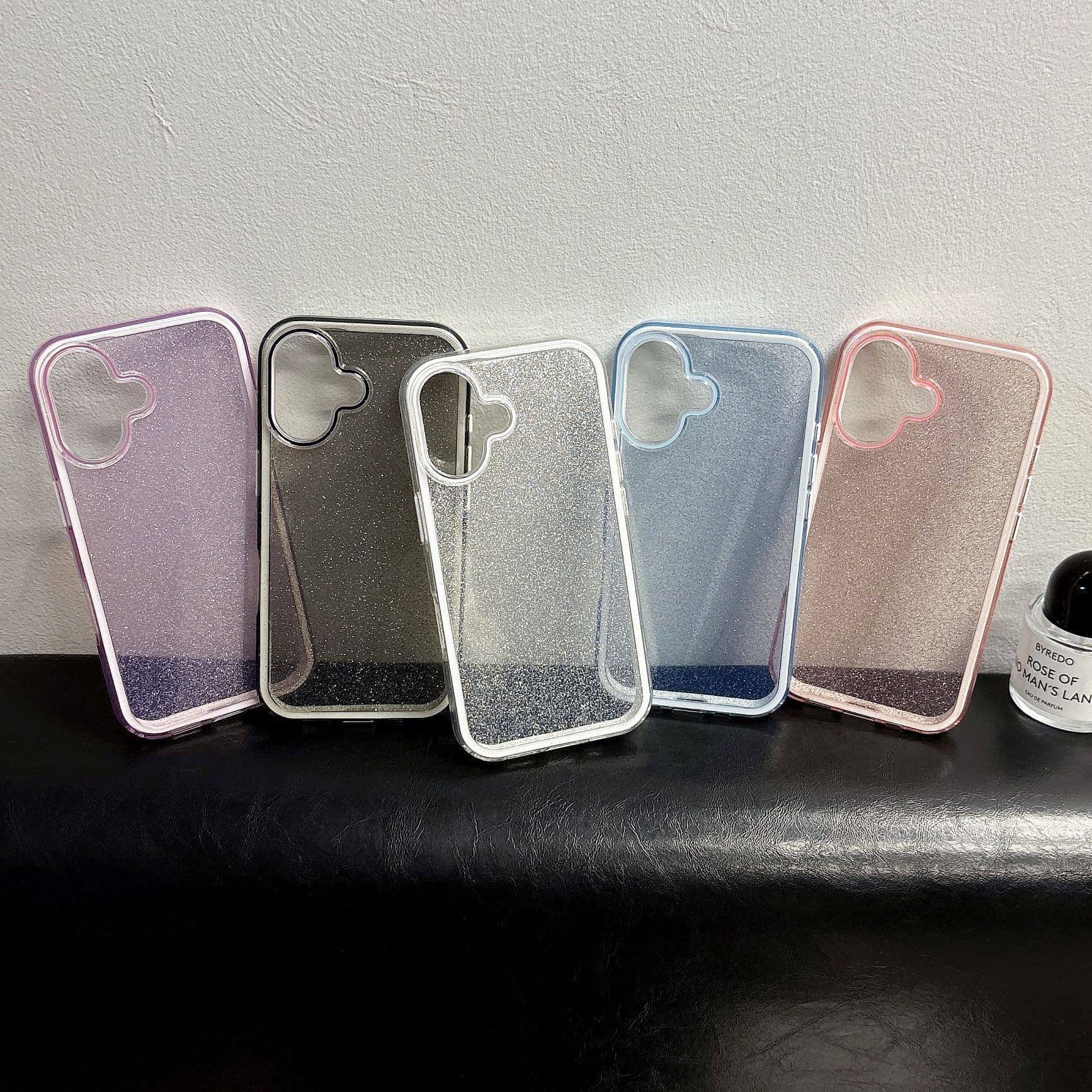 Glitter Transparent Phone Case for iPhone 17 Pro, iPhone 15 Pro Max, Full-Body Coverage, IMD Luxury
