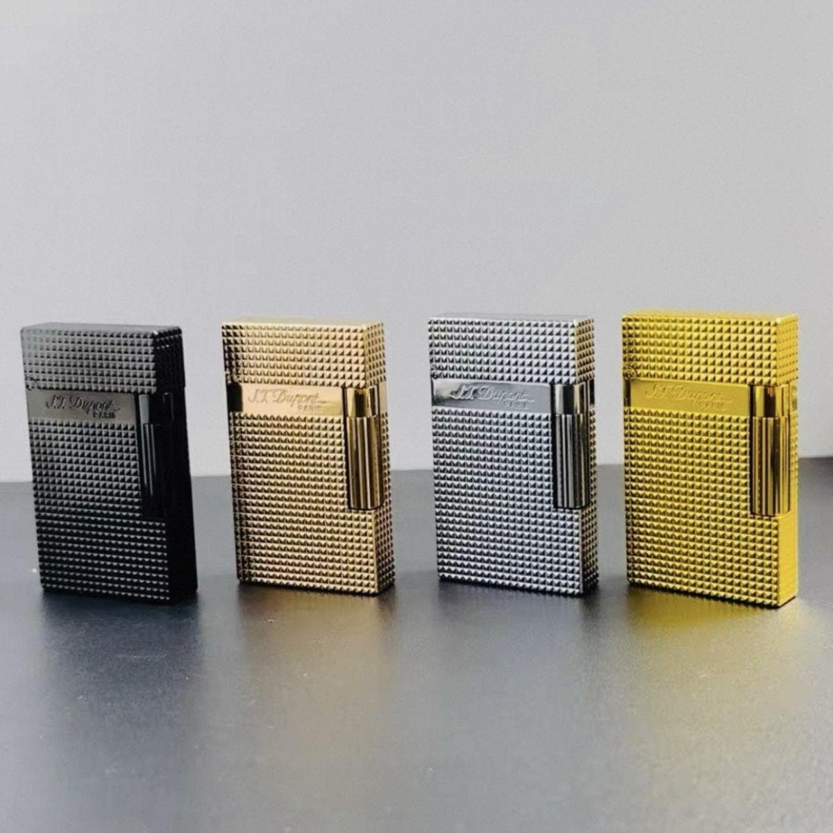 Dupont Langsheng Grid Lighter Refillable Pure Copper Steel Sound Flint Wheel Creative High-end Slider Men's