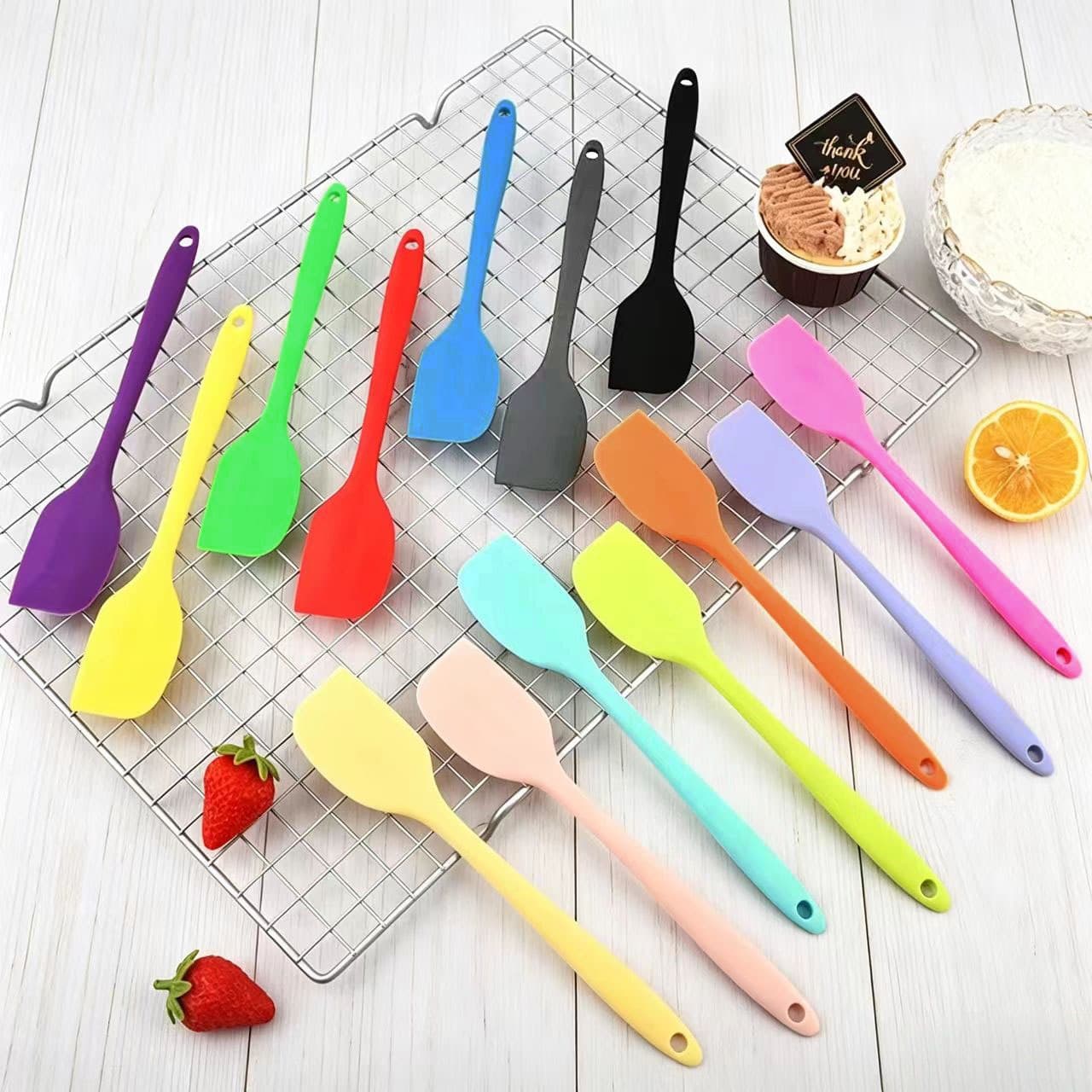Large and Small Size Integrated Silicone Scraper, Heat-Resistant Silicone Spatula for Cream Cake, Baking Spatula