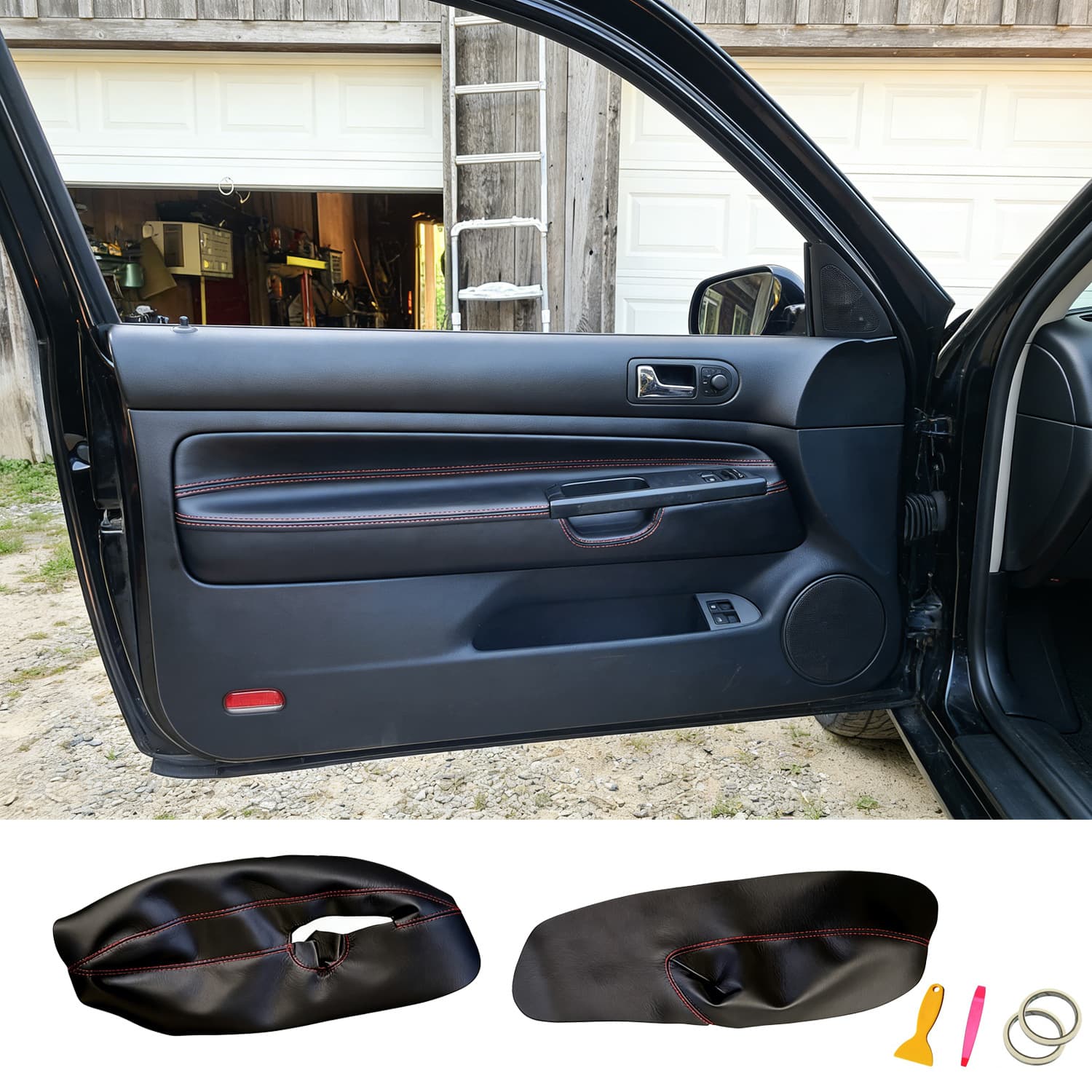 Door Armrest Leather Cover for Golf MK4 3-Door 98-05 Car Door Panel Leather Interior Modification