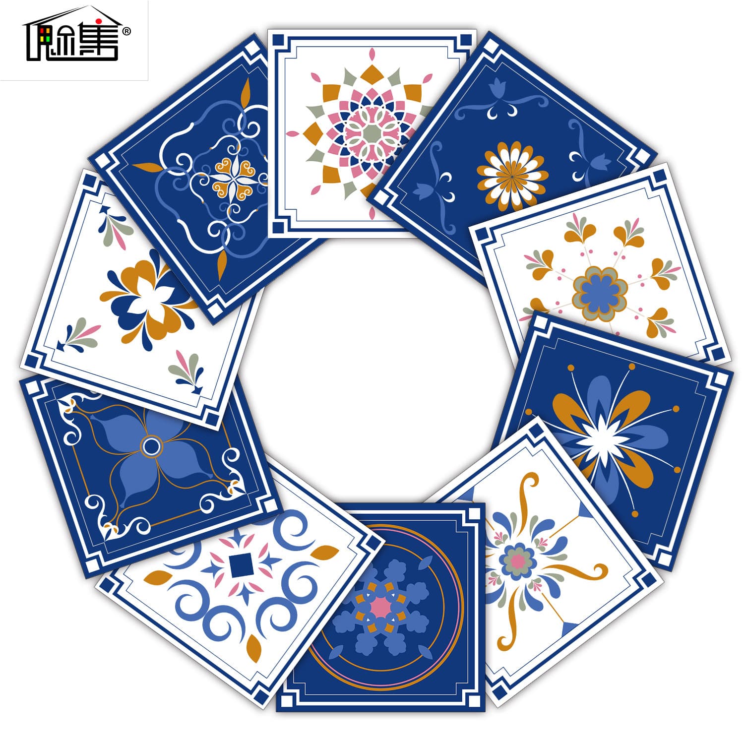 10 pieces of foreign trade INS Wind ceramic tile stickers self-adhesive kitchen oil-proof waterproof stickers wall brick stone imitation ceramic tile wall stickers