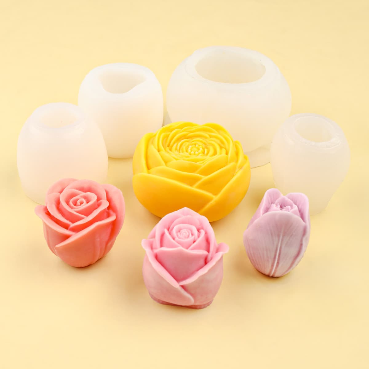 Floral Scented Candle Tulip Rose Mold DIY Handmade Soap Budding Rose Diffuser Plaster Chocolate Mold
