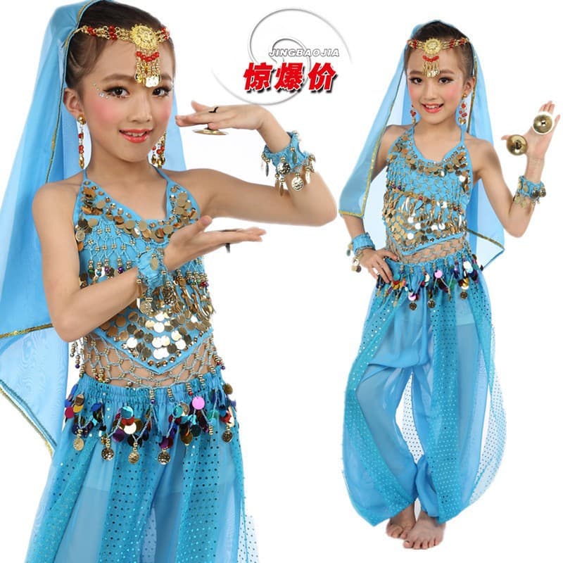 New Children's Indian Dance Performance Costume, Kids Belly Dance Set, Dance Stage Outfit, Drop Shipping