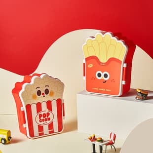 Fries Popcorn Lunch Box for Elementary Students Winter Office Workers Divided Bento Fresh-Keeping Box Kids