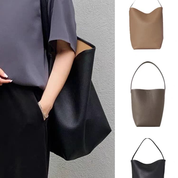 Genuine Leather Large Capacity Bucket Bag for Women 2025 New Top Layer Cowhide Handheld Shoulder Bag Commuter Bag
