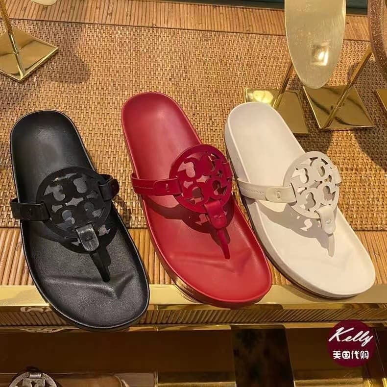 Women's Cross-Border Summer Slippers, TB Thick-Soled Flip-Flops, Ladies' Sandals, Trendy Non-Slip Beach Shoes, Toe-Clip Style