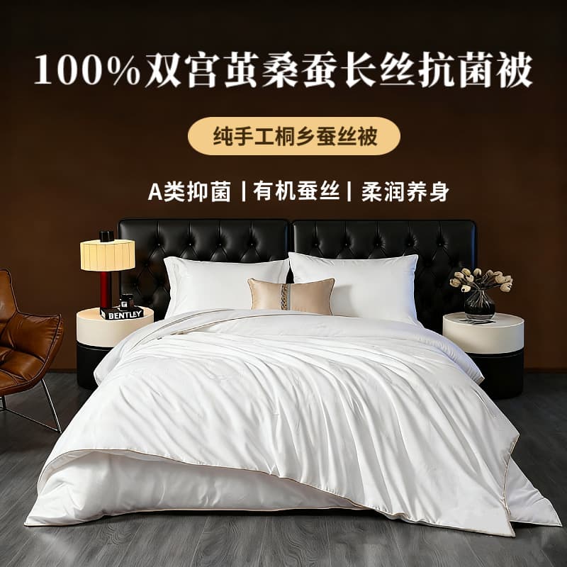 100% Tongxiang Mulberry Silk Duvet, Pure Cotton Category A Winter Quilt, Thickened Dual-Layer Comforter for All Seasons, Wedding Quilt