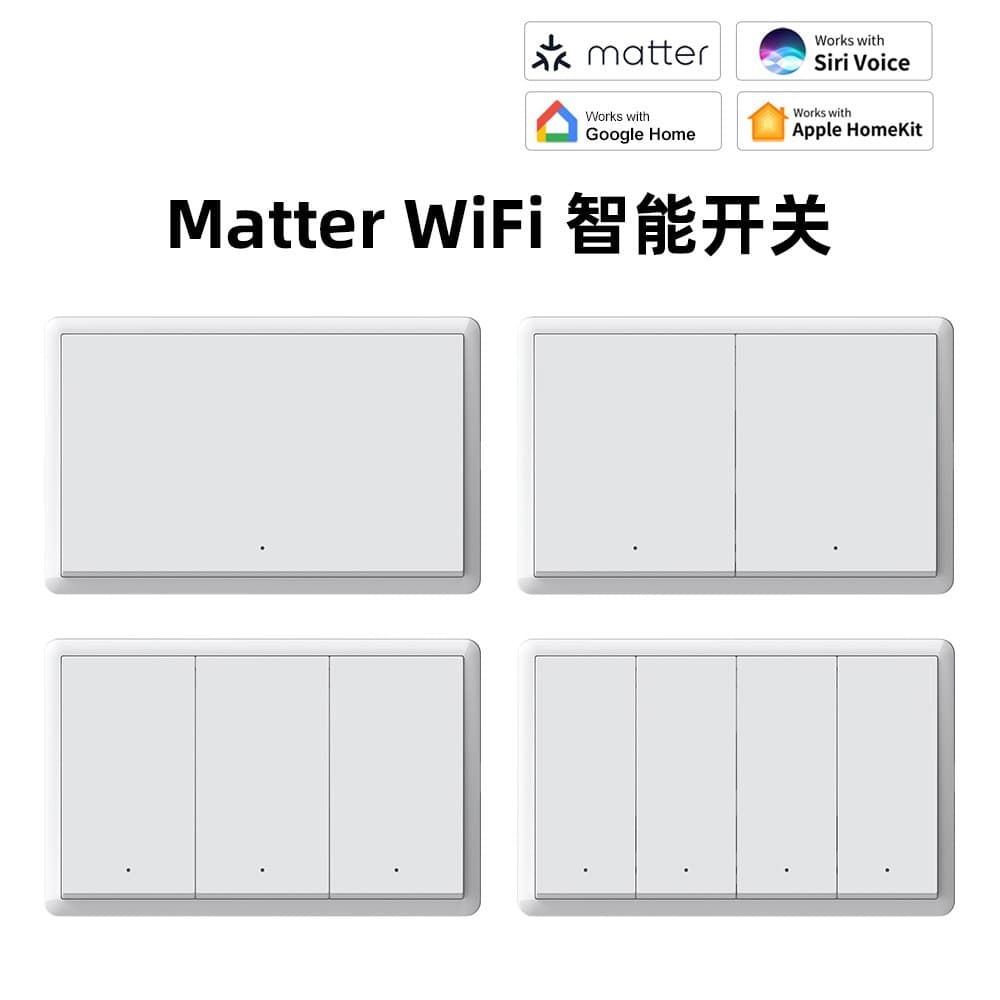 Tuya Wifi+Matter Us Standard Button Smart Switch App Siri Voice Control Single Fire Zero Fire Universal