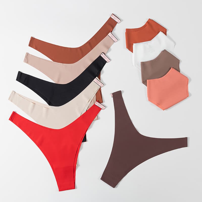 European and American low-waist ice silk nude seamless sexy thong sexy hot T-shaped sports yoga invisible briefs