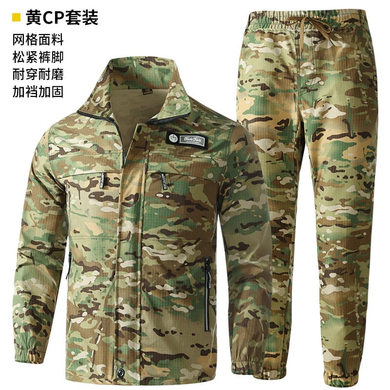 Spring and Autumn Pure Cotton Workwear Set Men's Wear-Resistant Work Uniform Welder Labor Protection Clothing Training Suit Thickened Outdoor Factory