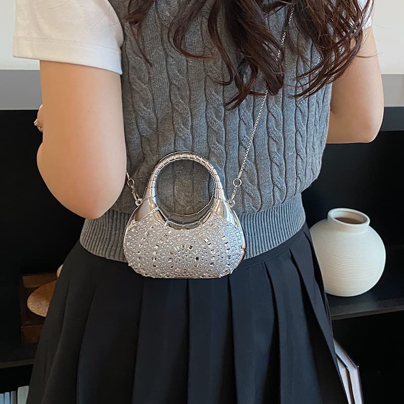 European and American cross-border diamond-encrusted acrylic bag mini children's diamond-embellished bag small handbag shoulder bag coin purse bag glittering diamond