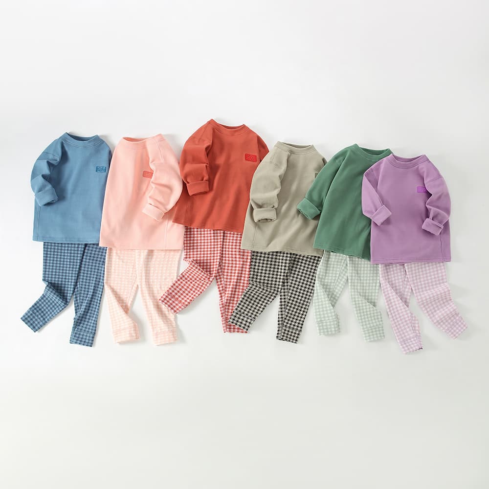Children's Thin Fleece Family Pajama Set, Thermal Underwear for Boys and Girls, Home Wear Base Layer