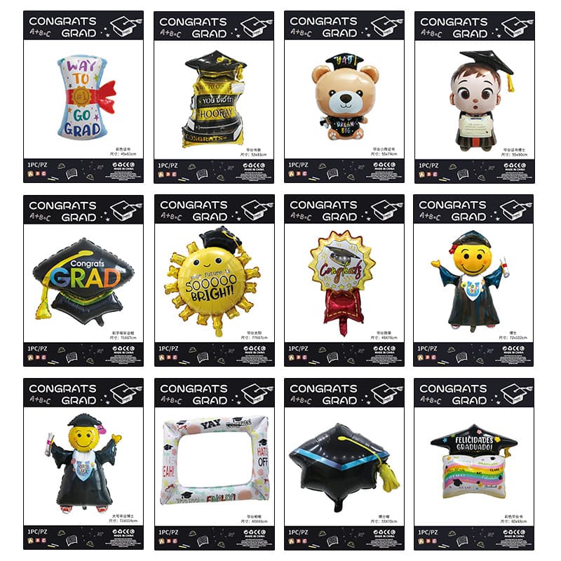 Graduation Party Decoration Balloons Individually Packed Doctor Hat Trophy Certificate Graduation Aluminum Film Balloons Wholesale