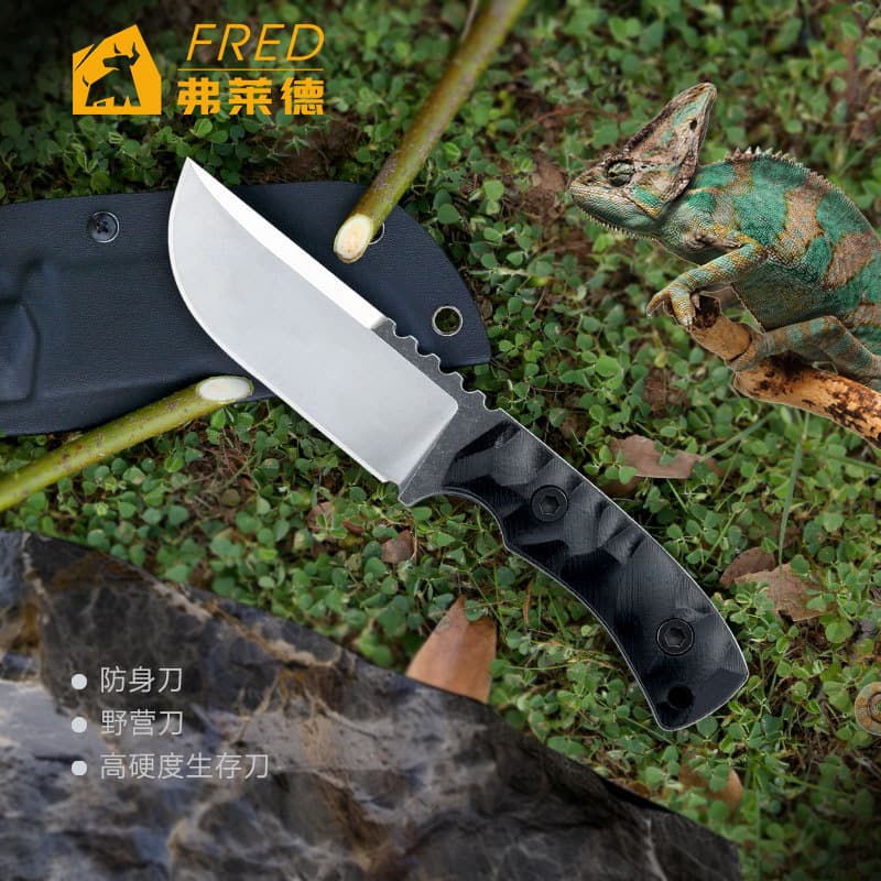 New Factory Outdoor Straight Knife Field Tactical Knife High Hardness Survival Knife Self-Defense Tool Hunting Knife Camping Use