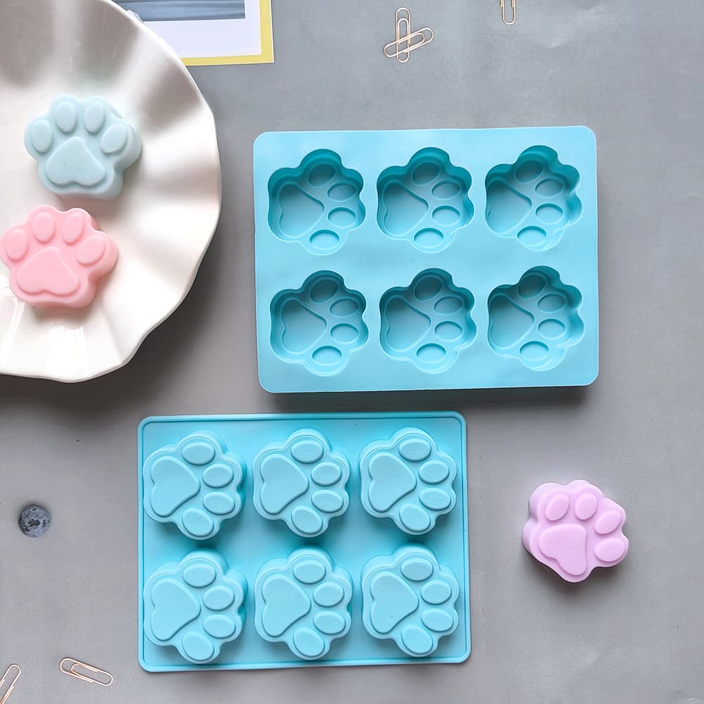 6-Cavity Cat Paw 315 Silicone Chocolate Mold DIY Biscuit Mousse Candy Pudding Cake Baking Mold