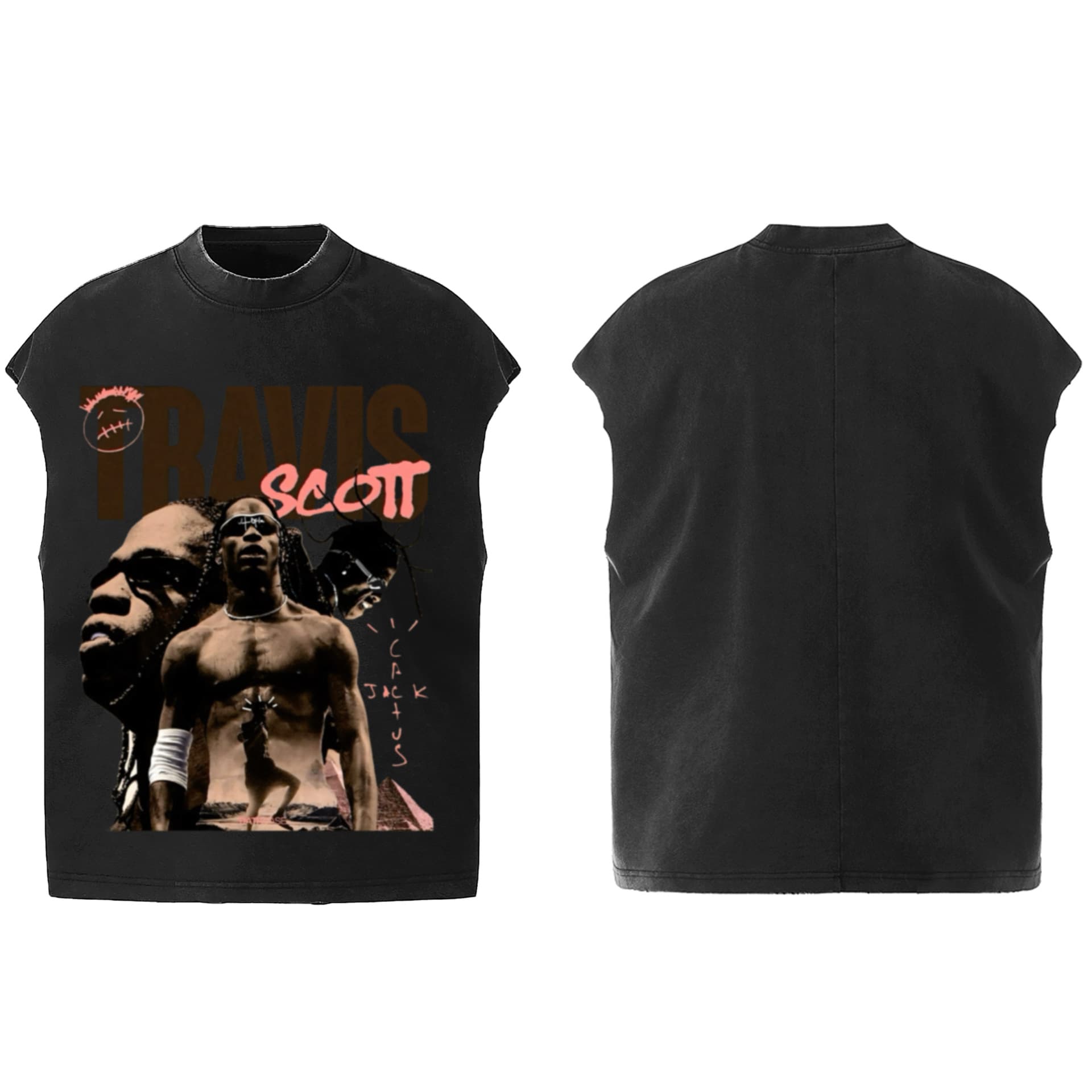Vintage Washed Black Mamba Limited Edition Summer Casual Loose Fit Printed Portrait Tank Top Hip Hop Style Breathable T-Shirt