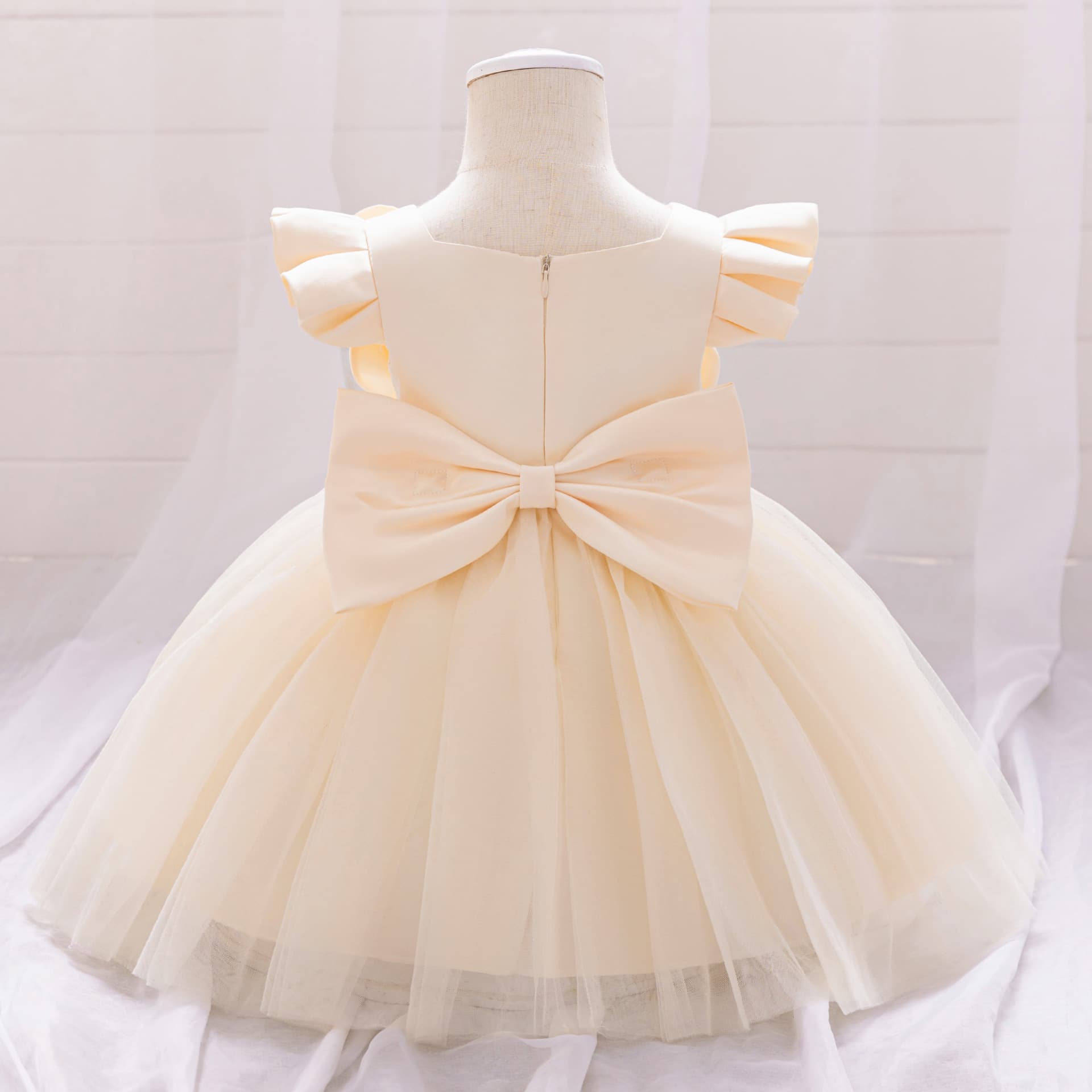 Girls 0-3 Years Birthday Party Baptism Dress Baby First Birthday Princess Dress with Big Bow baby dresses