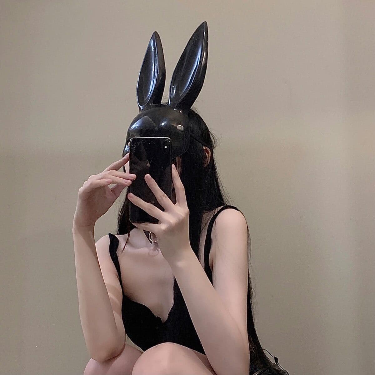 Bunny Ears Mask Halloween Costume Face Mask Photo Prop Decorative Headwear Trendy Makeup