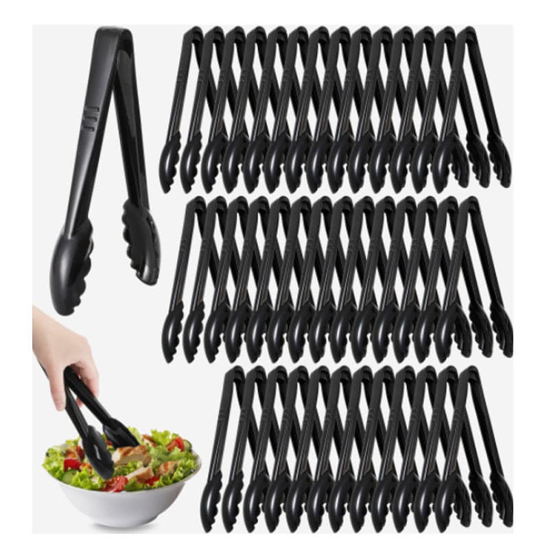 9-Inch Black Food Tongs Plastic Nylon Food Tongs Household Bread Tongs Salad Tongs Pastry Tongs Nylon Tongs