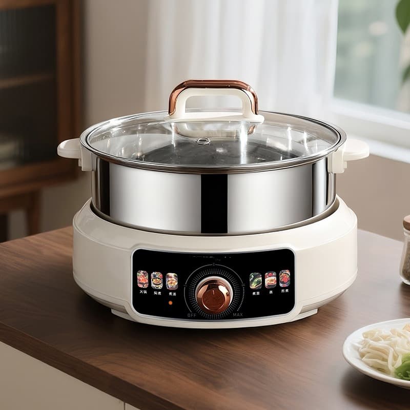 304 Electric Hot Pot, Household Split Detachable Multifunctional Electric Steamer, Stainless Steel Electric Cooker, Kitchen Appliance