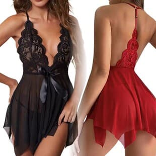 European and American sexy lingerie Amazon source women's mesh seductive hot-selling cami nightgown transparent sexy sleepwear