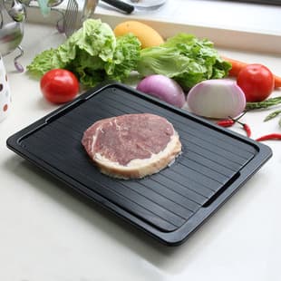 Home Quick Defrost Plate Frozen Food Thawing Tray Kitchen Beef Natural Aluminum Defrost Tool with Drip Tray