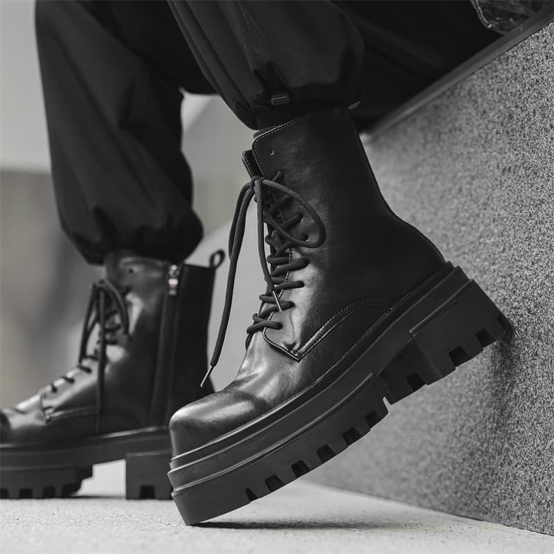 High-Top Martin Boots Men's Thick-Soled Winter New Style British Retro Motorcycle Boots Work Shoes 16774-J