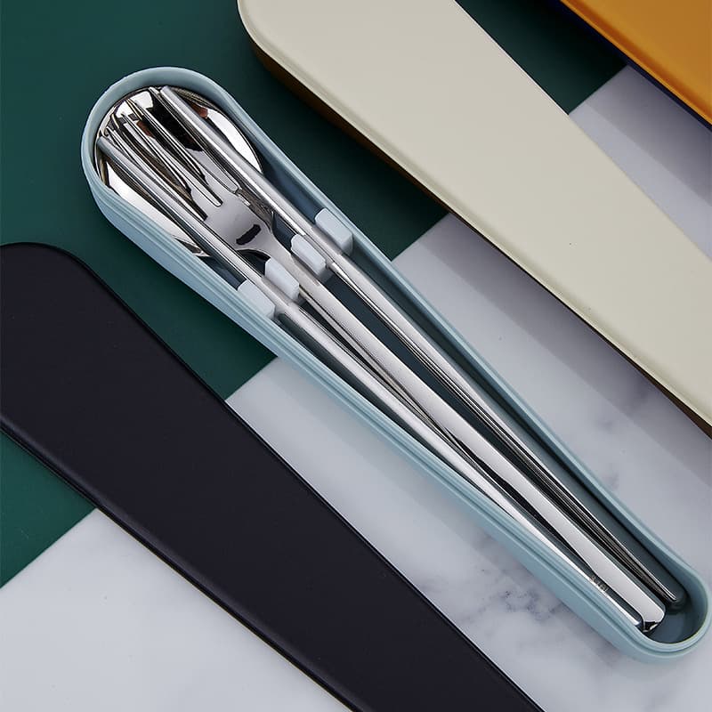 316 Stainless Steel Portable Cutlery, Slim Waist Viral Spoon, Fork, Chopsticks Three-Piece Set, Student Travel Gift Dining Utensil Set