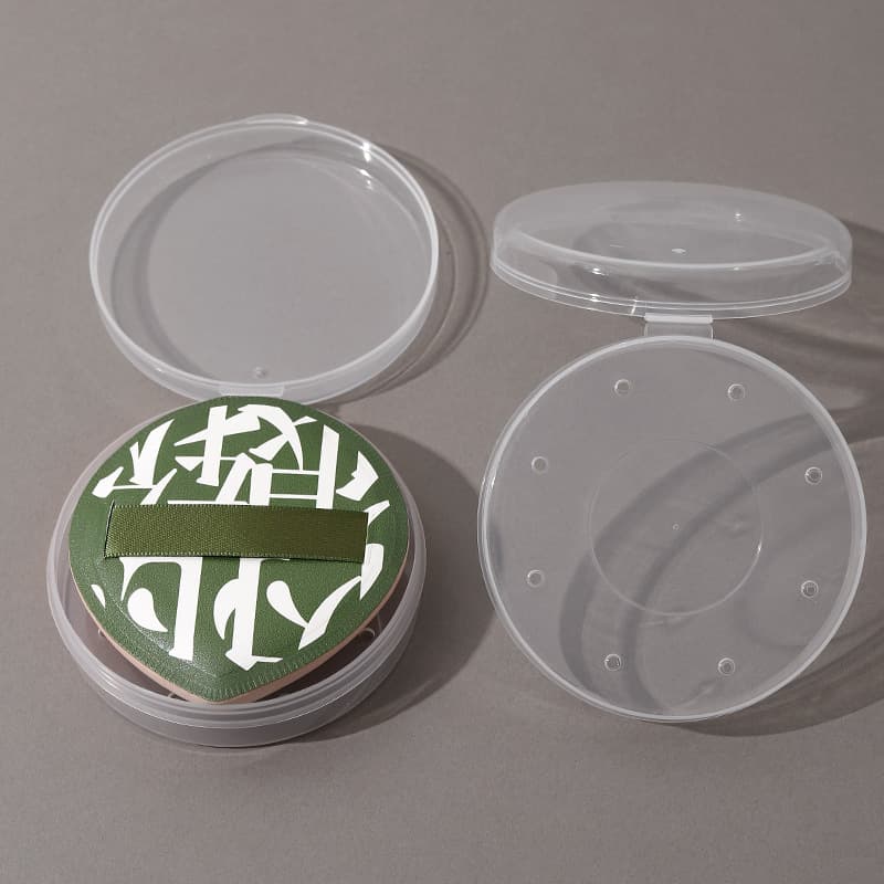 100-Point Marshmallow Puff Sponge Storage Box, Ventilated Perforated Dustproof Portable Large Round Transparent CPB Empty Case