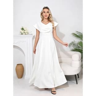 White Elegant Socialite Little Evening Dress, Women's Dress for Registration, Certificate, Daily Wear, Birthday Party, French Long Dress