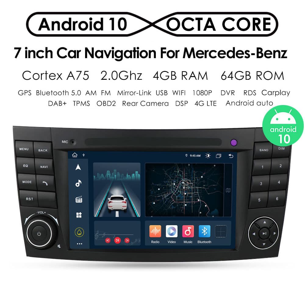 Compatible with 2002-2009 Mercedes-Benz W211 Android Car Navigation, Reverse Camera, Media Player, All-in-One Car Navigation System