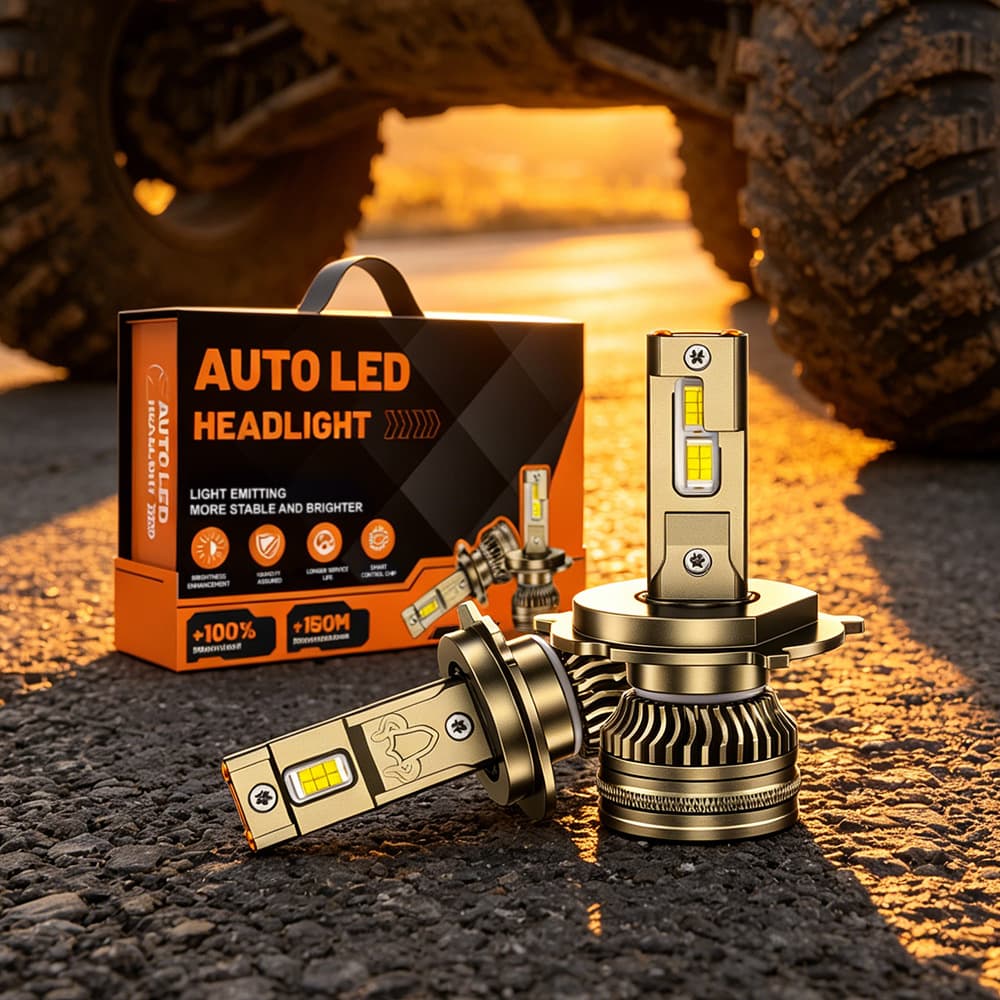 24V Truck LED Headlight Extra Short Tail Dual Copper Tube H4 Hi/Lo Beam Integrated Super Bright Headlight