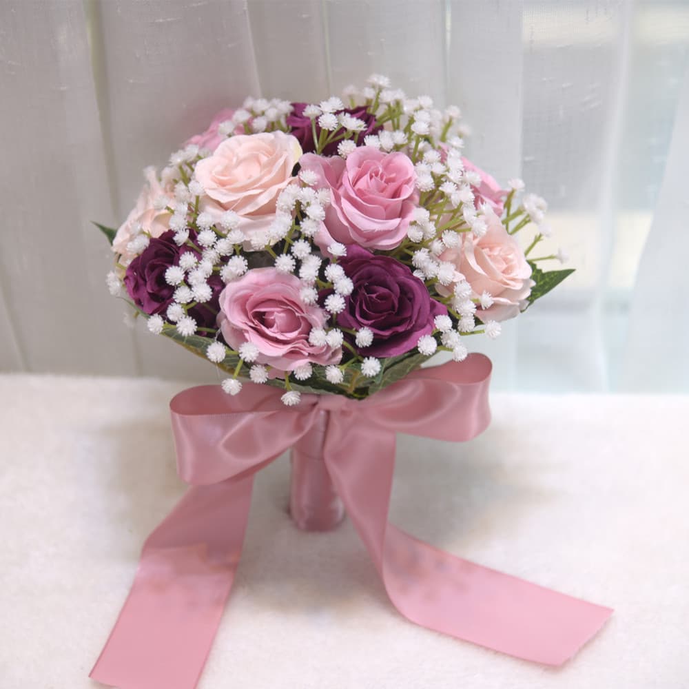 045 Wedding Bouquet for Marriage Registration, Ceremony, Bridal Photography, Bridesmaid Roses, Artificial Flowers