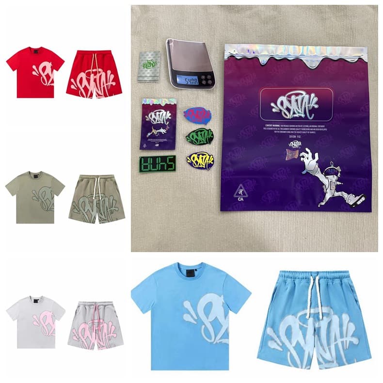 Meichao Syna World Street Hip-Hop Drill Style Foam Print Loose Short Sleeve T-Shirt and Casual Shorts Set