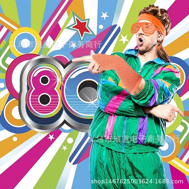 1980s Prom Party Costume Accessories Crossbody Laser Waist Bag Chest Bag Neon Necklace Bracelet Dress Set