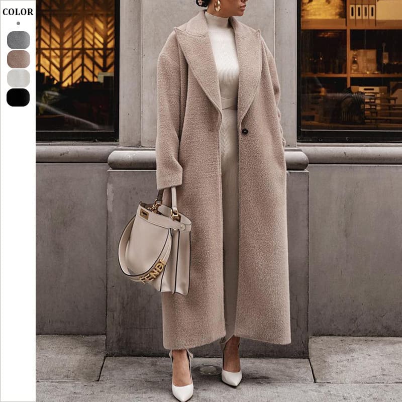2025 European and American autumn and winter cross-border foreign trade direct sales warm jacket long-sleeved lapel women's plush tops women's coats