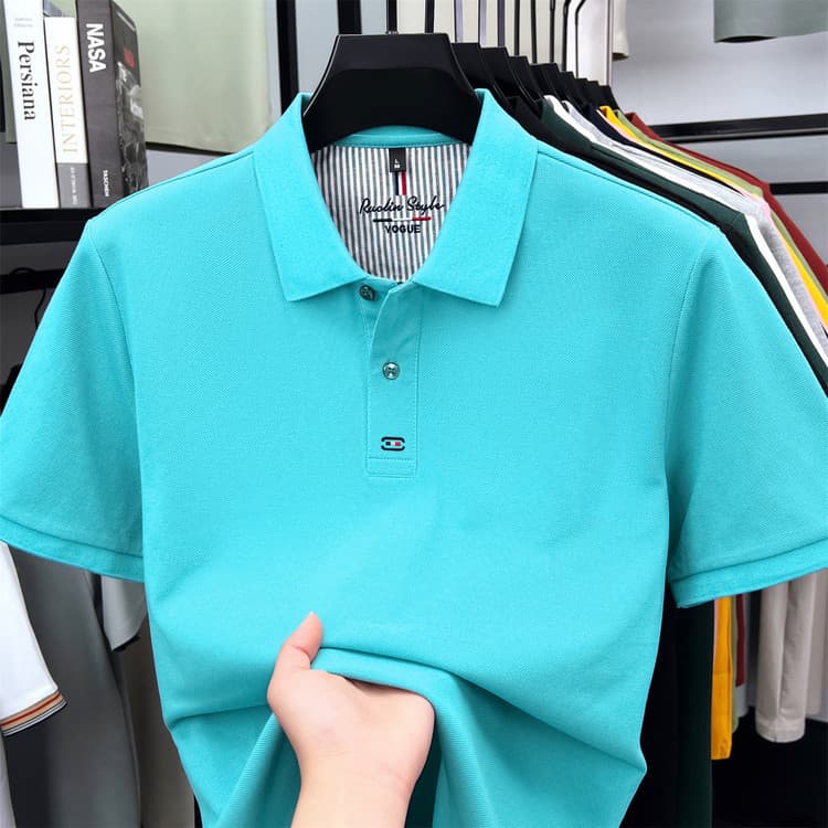 Tommy La Meng pure cotton short-sleeved T-shirt men's summer lapel middle-aged fashion business versatile polo shirt dad wear