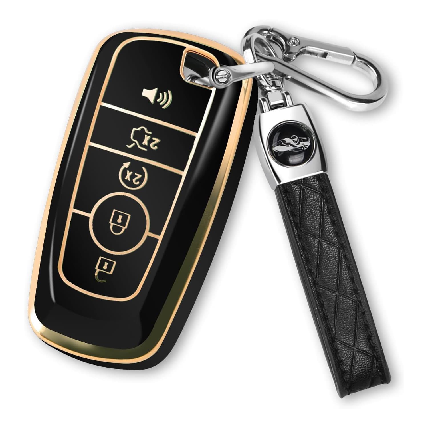 Hot-selling Cross-border Gold Trim Car Key Case Diamond Metal Keychain Amazon Car Key Cover Wholesale