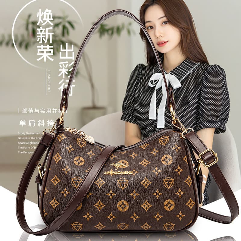 Fashion Retro Crossbody Bag 2025 New Elegant Middle-Aged and Elderly Mom Bag Casual Printed Shoulder Bag Wholesale Dropshipping