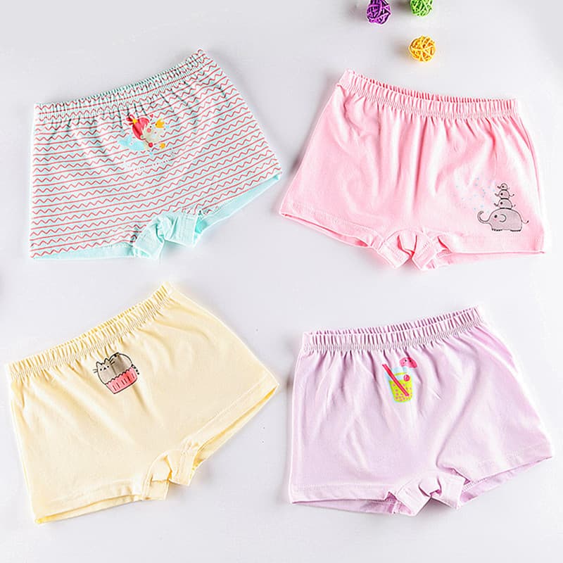Girls' Cotton Underwear Children's Boxer Briefs Girls' Triangle Shorts Baby Girls' Bottom Briefs Cartoon Boxer Briefs